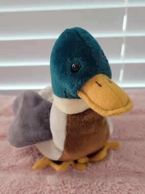 Ty Beanie Baby Duck Jake Teal, Brown, Gray, Yellow Stuffed Plush Plushie Mallard